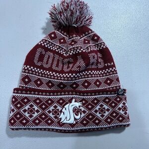 Washington State Cougars Pom Cozy Cable Knit Beanie One Size
